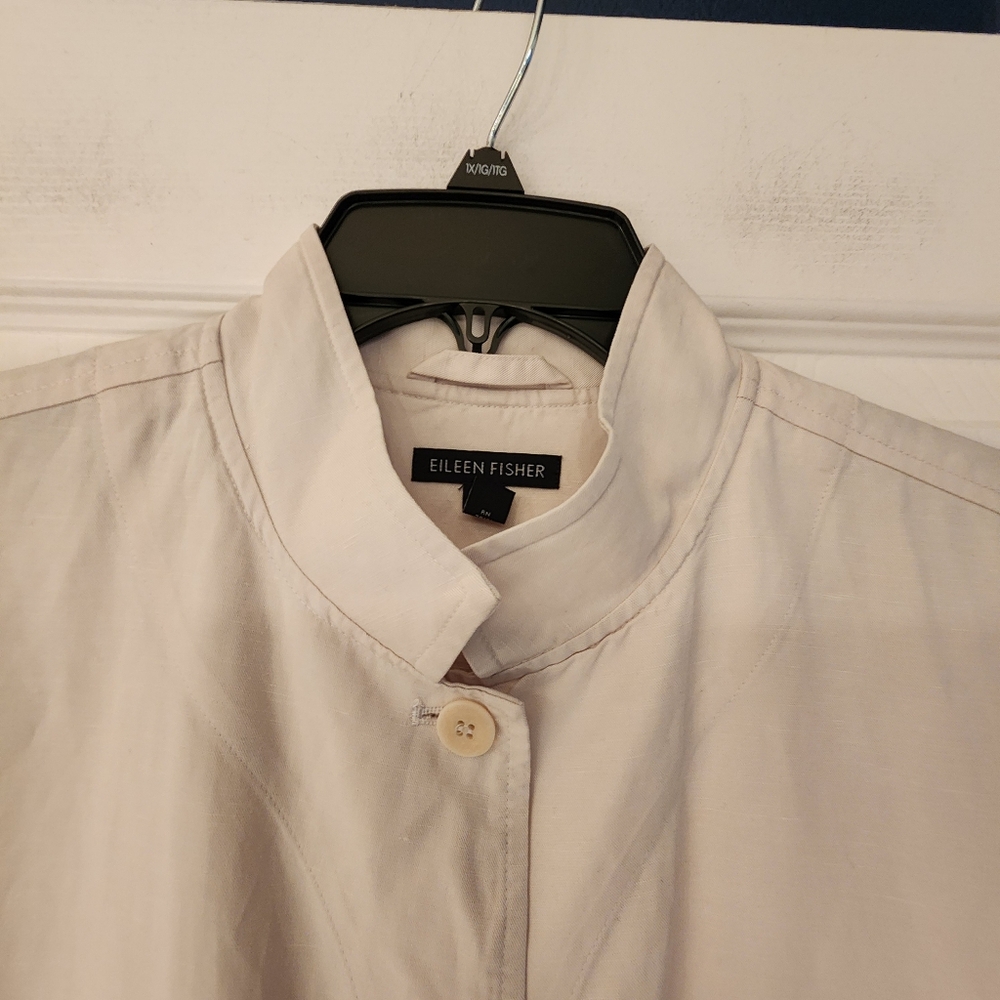 Eileen Fisher Ivory Long Button Front Coat - Picture 5 of 11